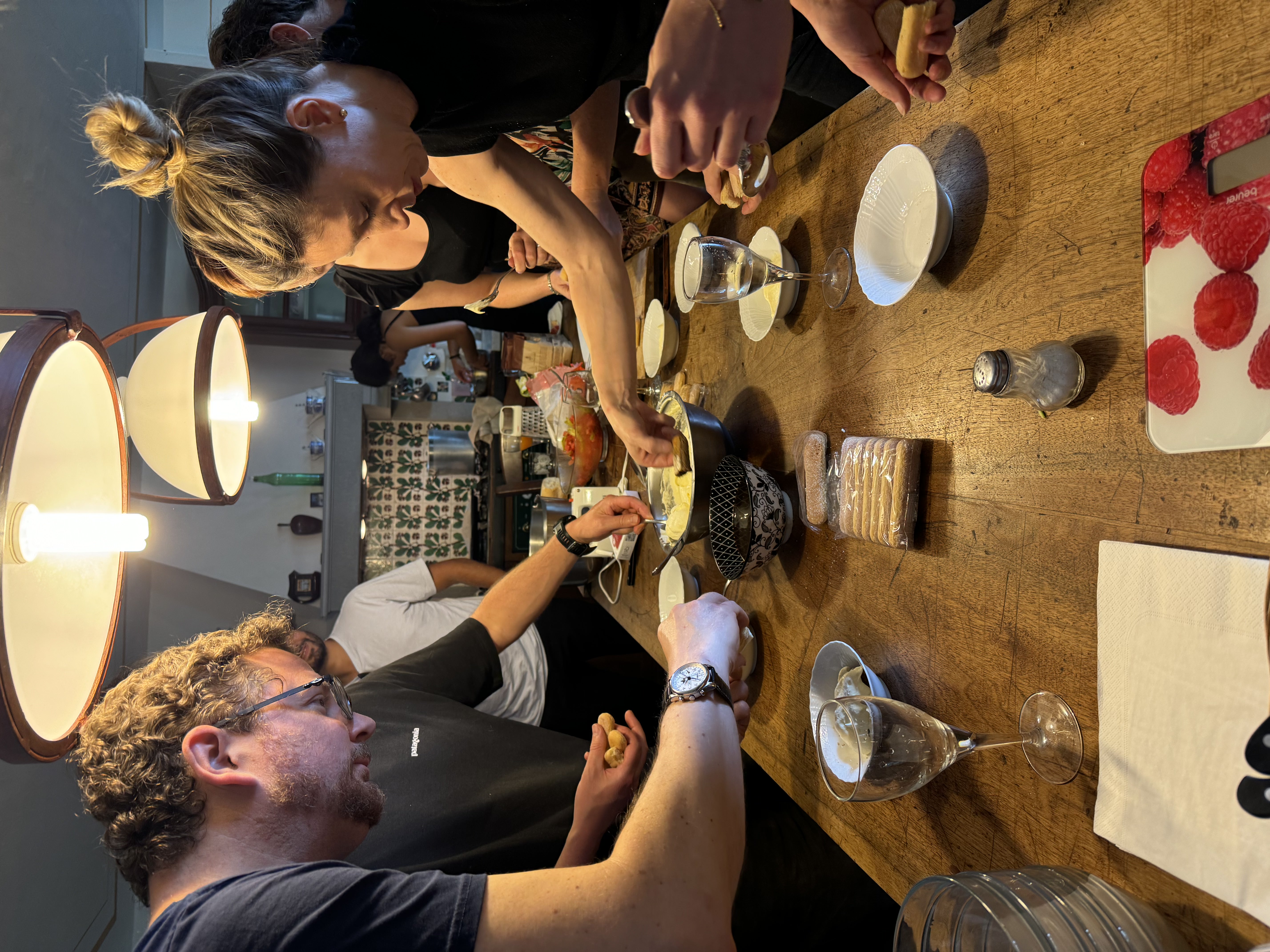 Chef instruction in villa kitchen