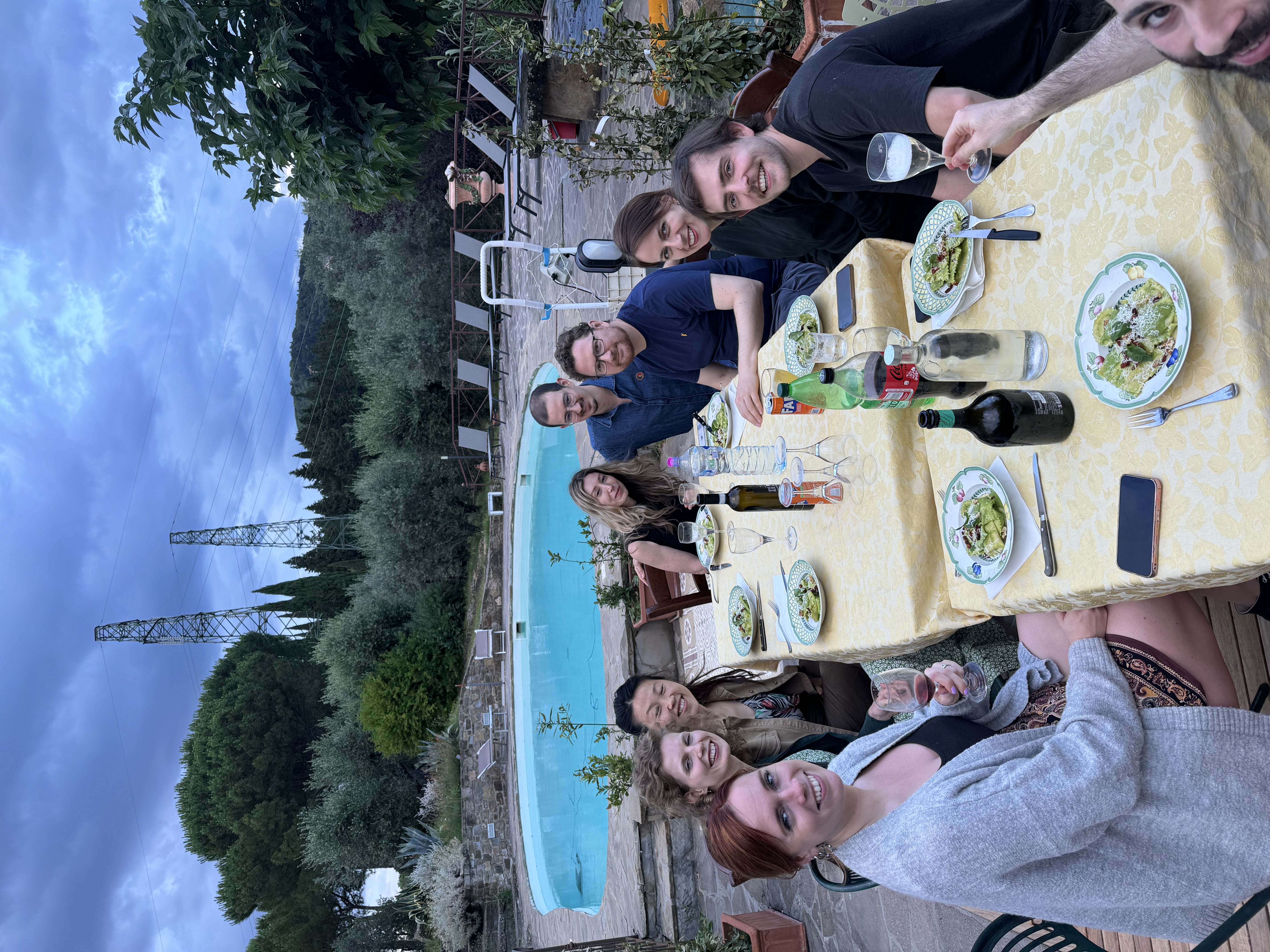 Communal dining by the pool